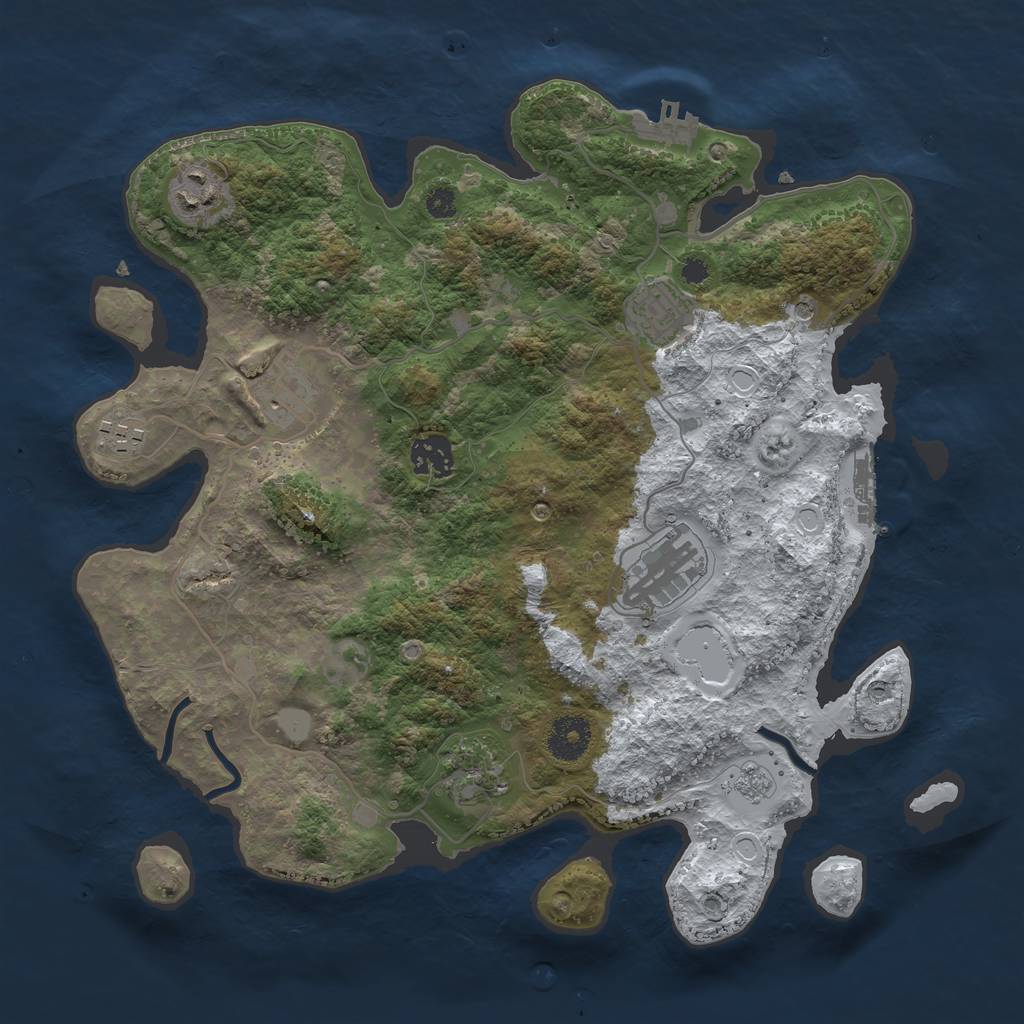 Rust Map: Procedural Map, Size: 3450, Seed: 151, 16 Monuments