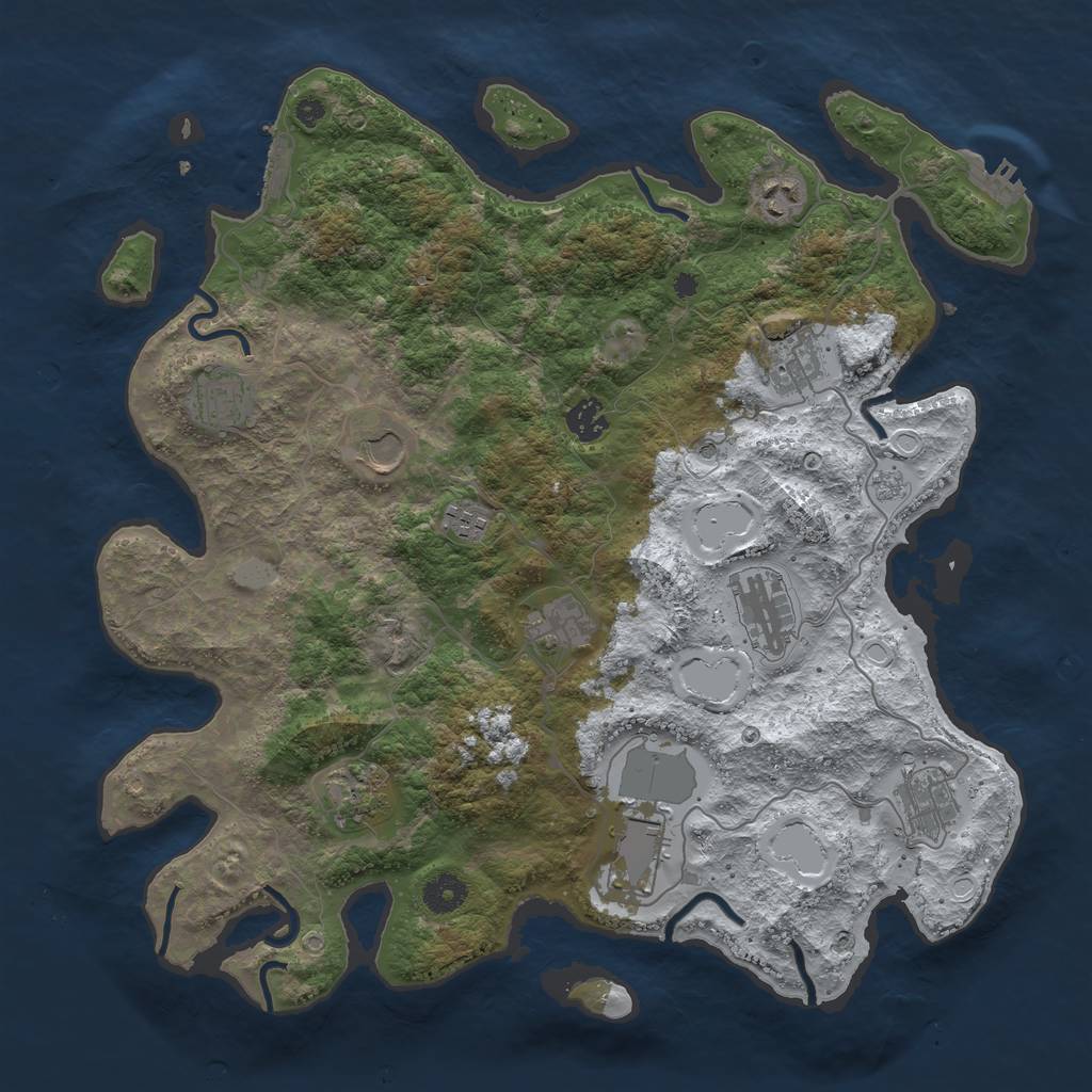 Rust Map: Procedural Map, Size: 3950, Seed: 140500067, 20 Monuments