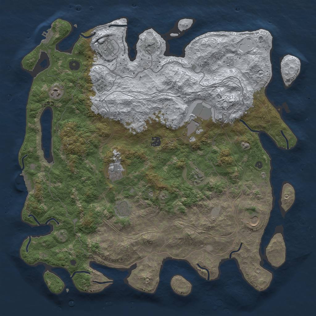 Rust Map: Procedural Map, Size: 4500, Seed: 1325011959, 18 Monuments