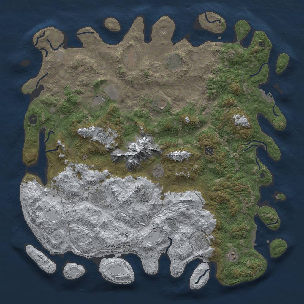 Rust Map: Procedural Map, Size: 5000, Seed: 23333, 20 Monuments