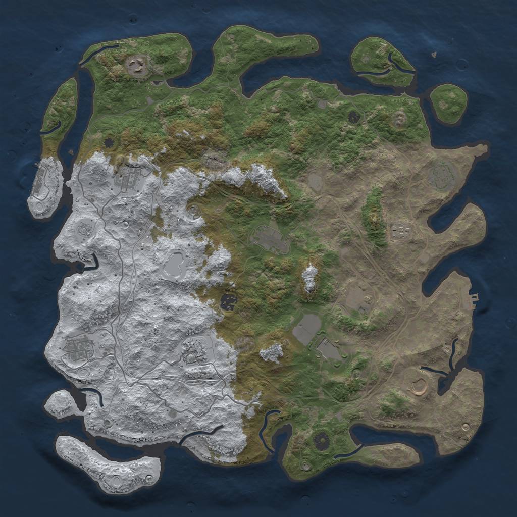 Rust Map: Procedural Map, Size: 4500, Seed: 884462, 20 Monuments