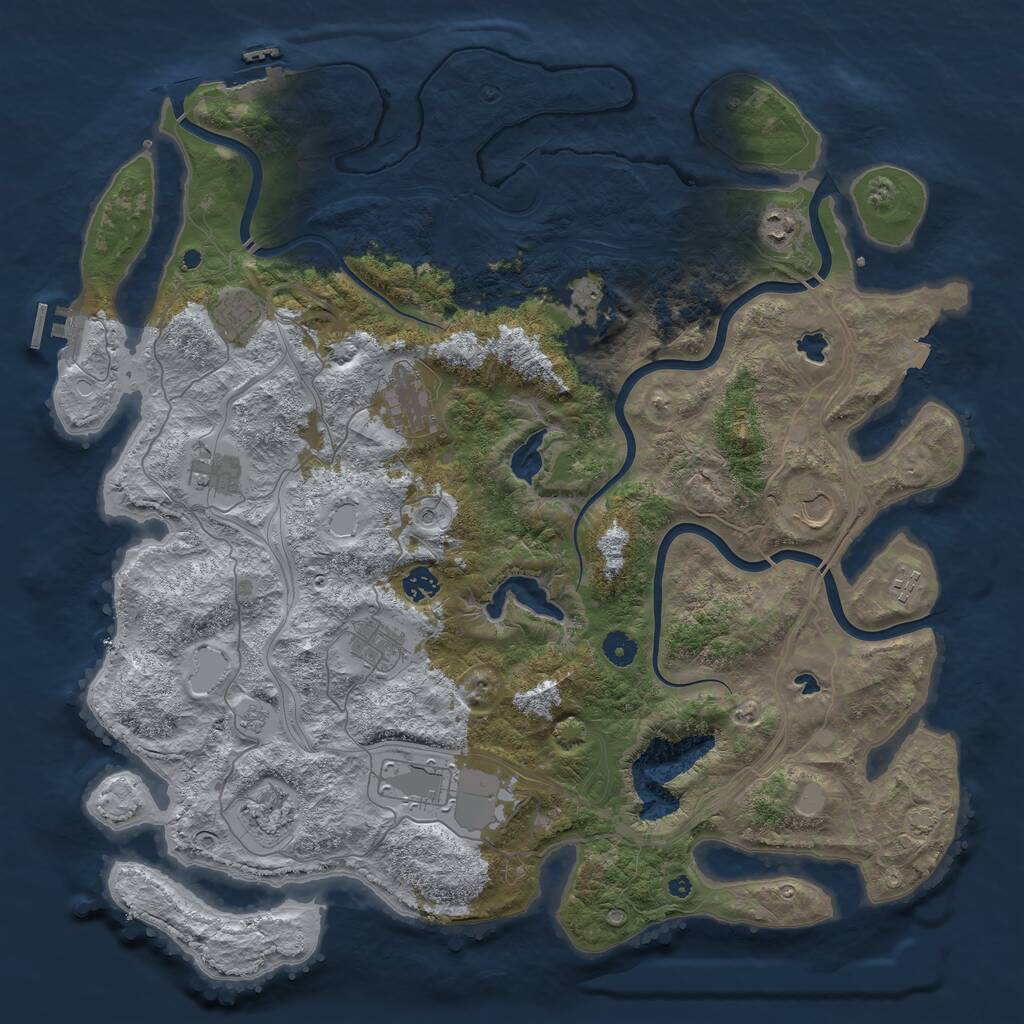 Rust Map: Procedural Map, Size: 4500, Seed: 884462, 17 Monuments