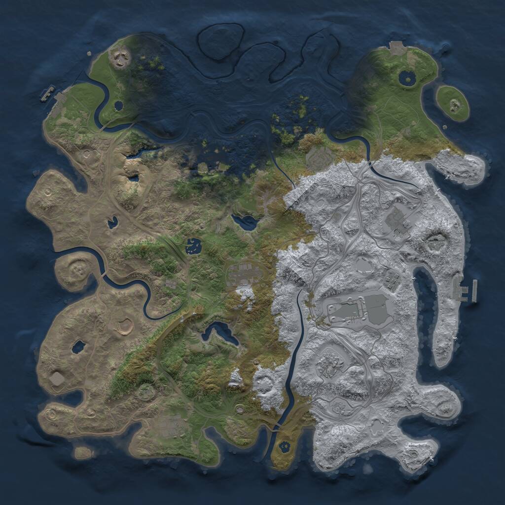 Rust Map: Procedural Map, Size: 4500, Seed: 717908931, 17 Monuments