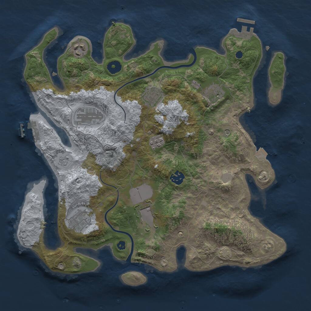 Rust Map: Procedural Map, Size: 3500, Seed: 137344359, 14 Monuments