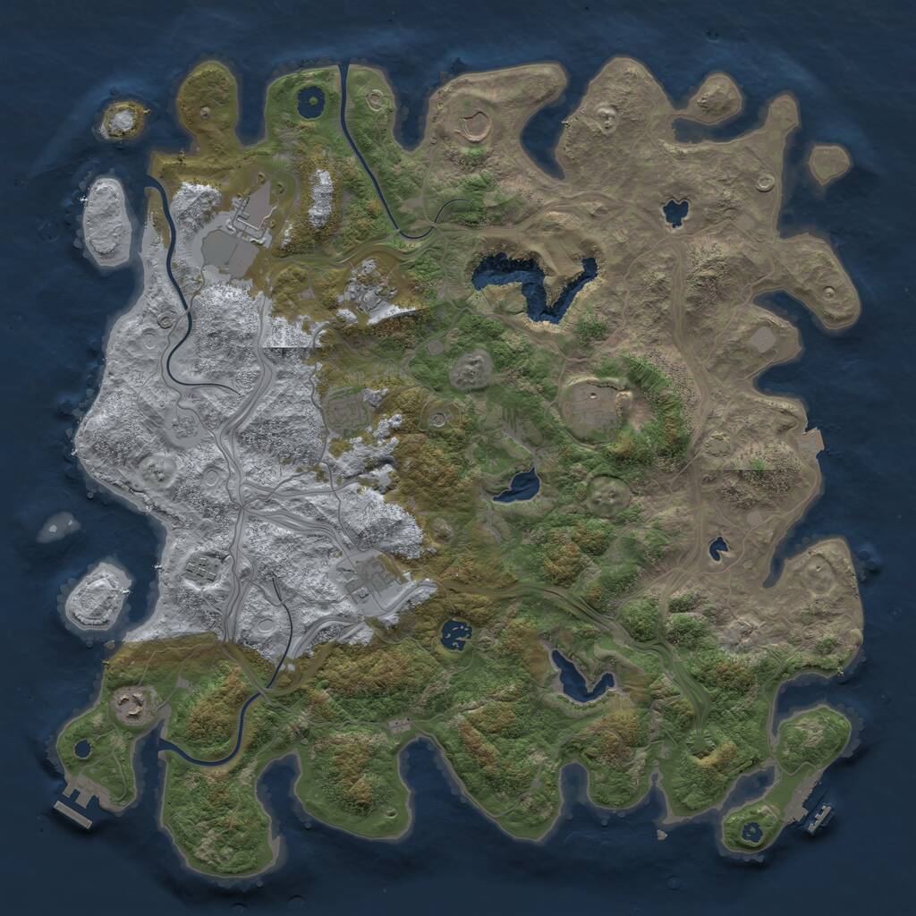 Rust Map: Procedural Map, Size: 4500, Seed: 1083699617, 15 Monuments