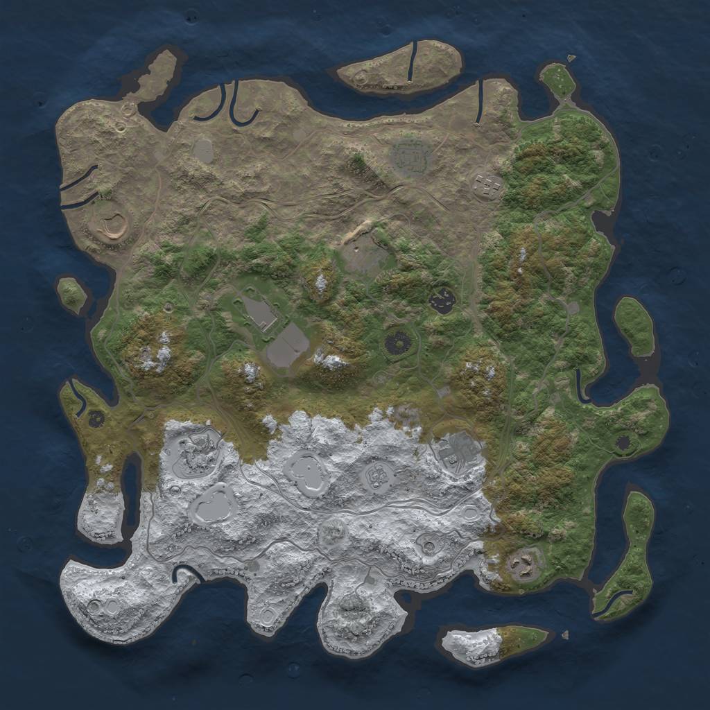 Rust Map: Procedural Map, Size: 4250, Seed: 135464663, 16 Monuments