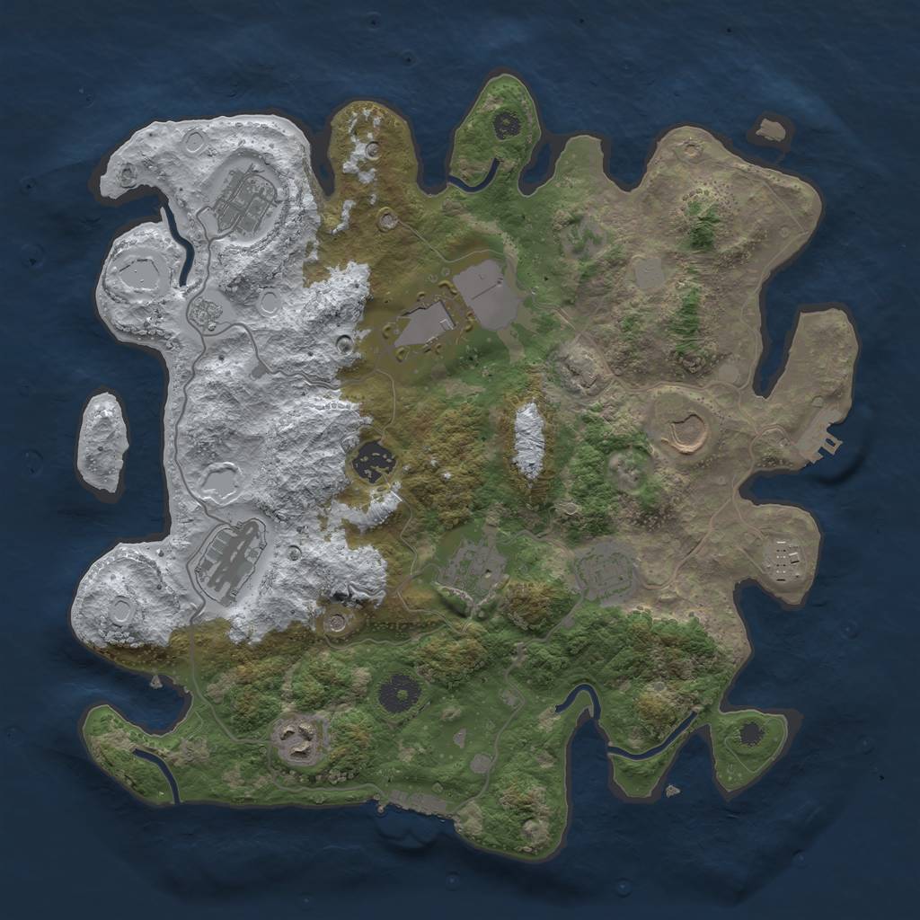 Rust Map: Procedural Map, Size: 3500, Seed: 75345358, 18 Monuments