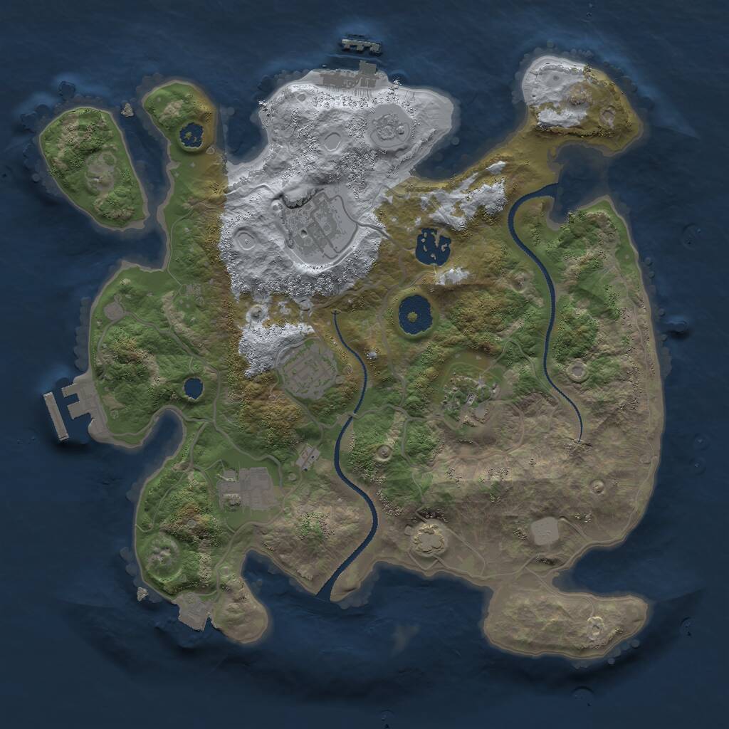 Rust Map: Procedural Map, Size: 3000, Seed: 2107211612, 10 Monuments