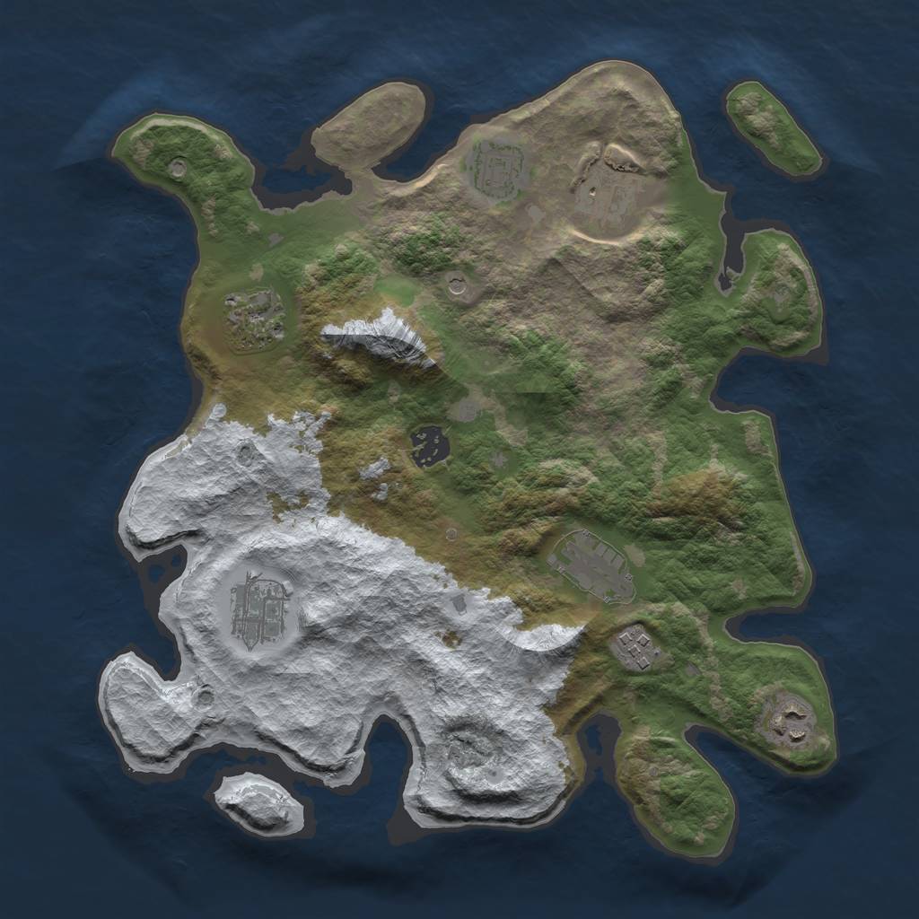 Rust Map: Barren, Size: 3400, Seed: 8888, 11 Monuments