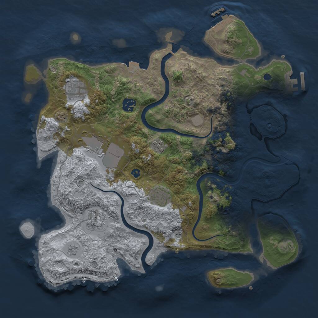 Rust Map: Procedural Map, Size: 3500, Seed: 322966712, 12 Monuments