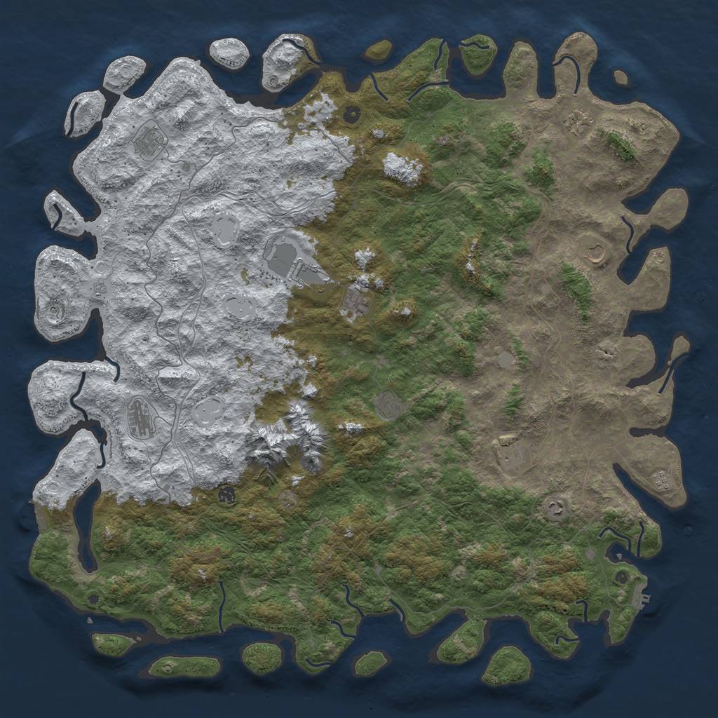 Rust Map: Procedural Map, Size: 6000, Seed: 80000, 20 Monuments