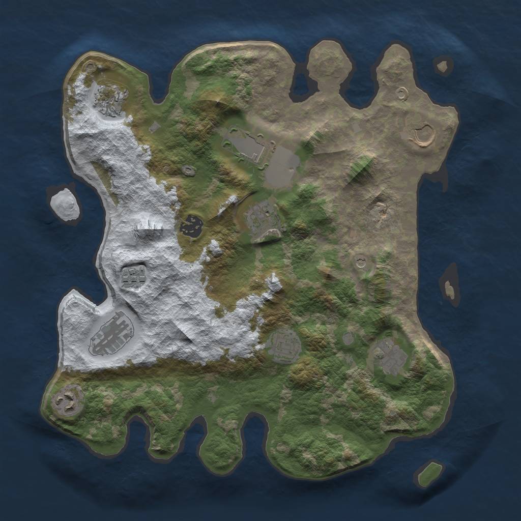 Rust Map: Barren, Size: 3500, Seed: 887662280, 13 Monuments