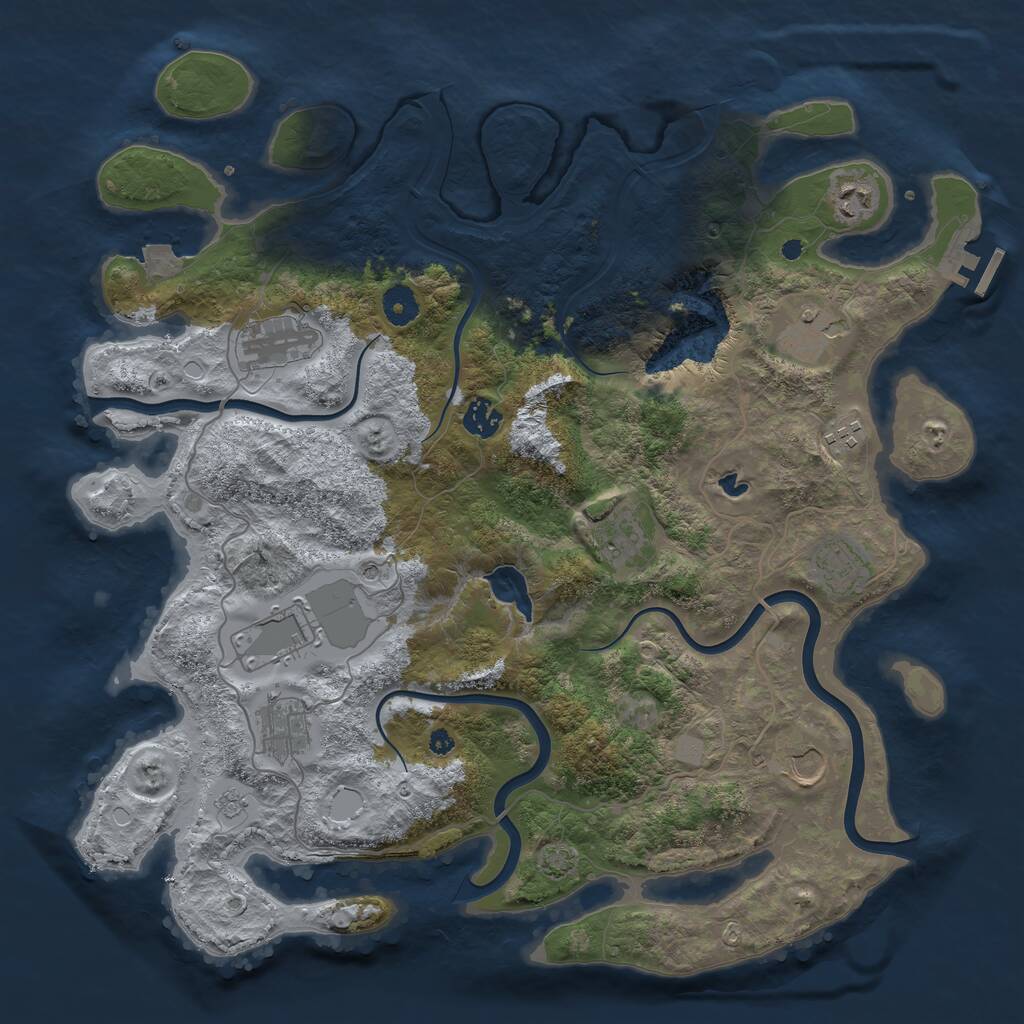 Rust Map: Procedural Map, Size: 4050, Seed: 1102000344, 15 Monuments