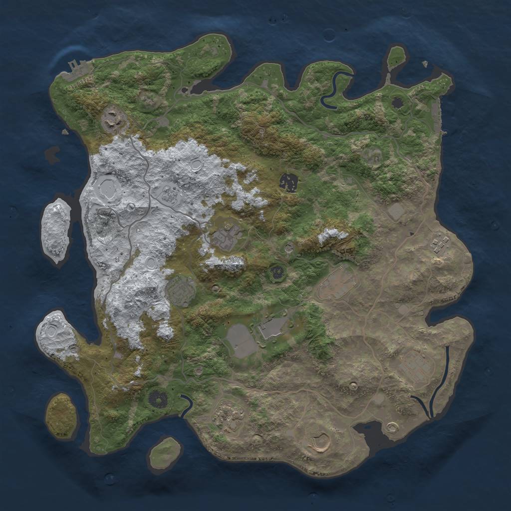 Rust Map: Procedural Map, Size: 4000, Seed: 1056222694, 19 Monuments