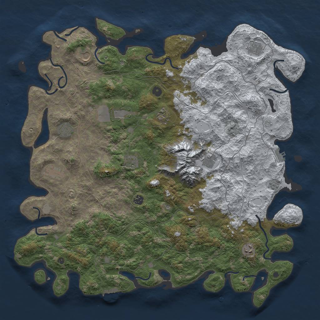 Rust Map: Procedural Map, Size: 5000, Seed: 2947837, 20 Monuments
