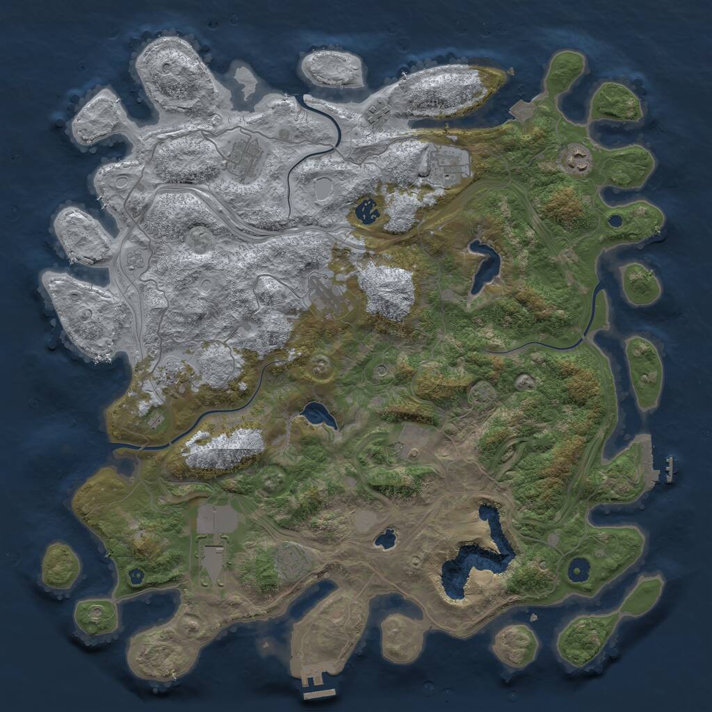 Rust Map: Procedural Map, Size: 4500, Seed: 561534731, 16 Monuments