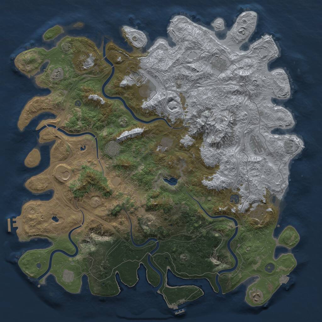 Rust Map: Procedural Map, Size: 5000, Seed: 22020505, 17 Monuments