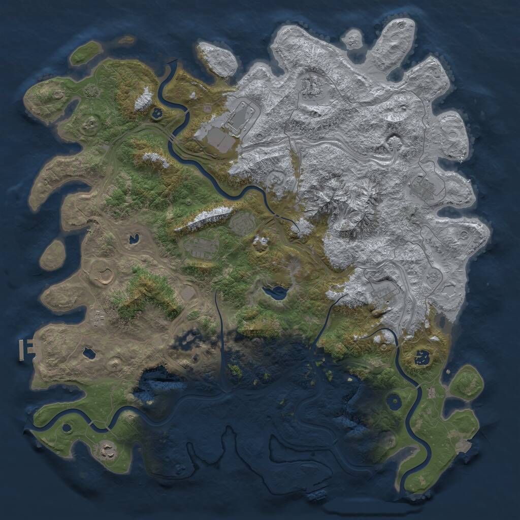 Rust Map: Procedural Map, Size: 5000, Seed: 22020505, 17 Monuments