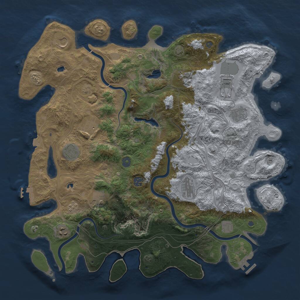 Rust Map: Procedural Map, Size: 4500, Seed: 57365, 17 Monuments
