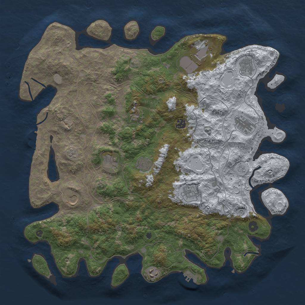 Rust Map: Procedural Map, Size: 4500, Seed: 57365, 20 Monuments