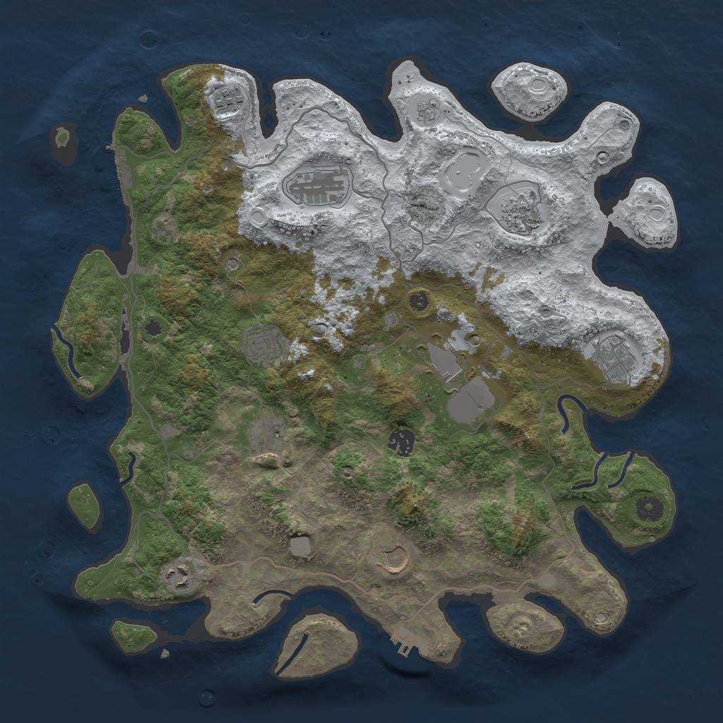 Rust Map: Procedural Map, Size: 4000, Seed: 222222222, 19 Monuments