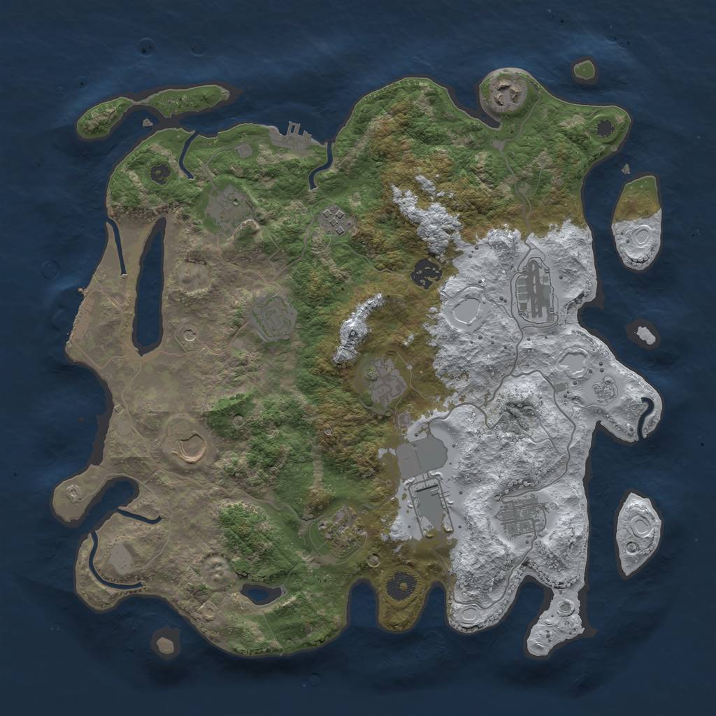 Rust Map: Procedural Map, Size: 3750, Seed: 321178837, 20 Monuments