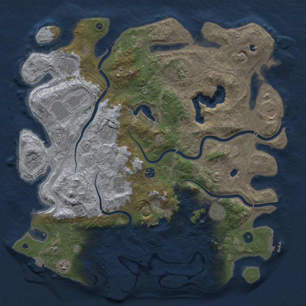 Rust Map: Procedural Map, Size: 4500, Seed: 730682259, 16 Monuments