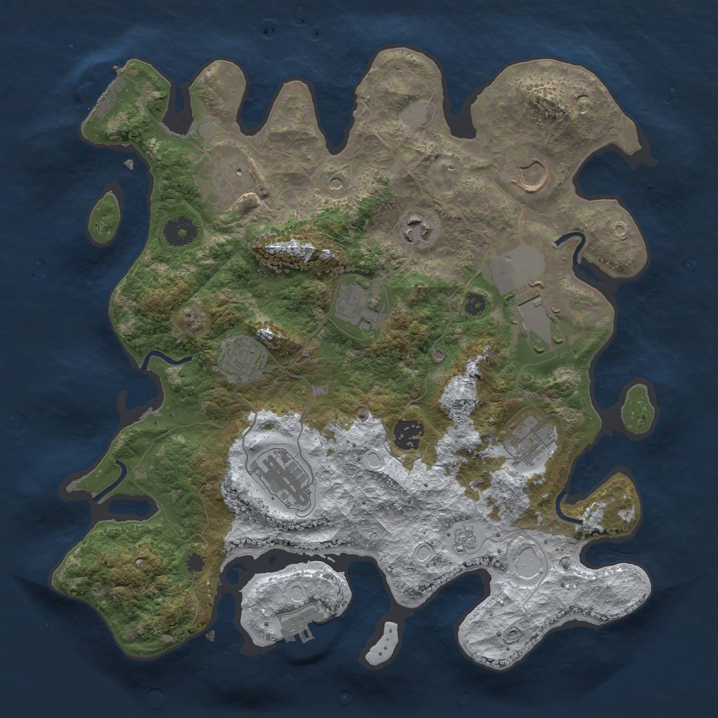 Rust Map: Procedural Map, Size: 3500, Seed: 327225492, 18 Monuments