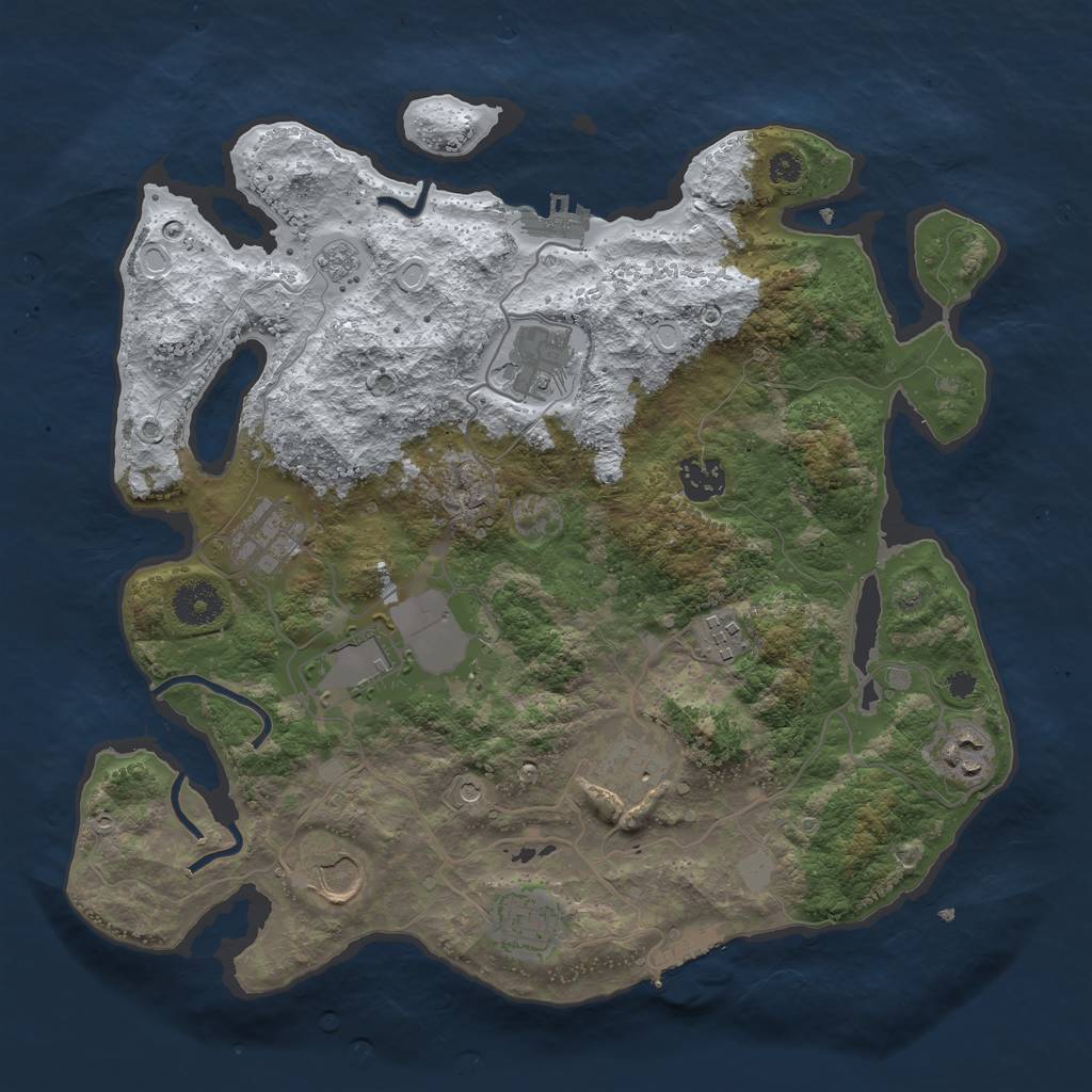 Rust Map: Procedural Map, Size: 3500, Seed: 379376144, 18 Monuments