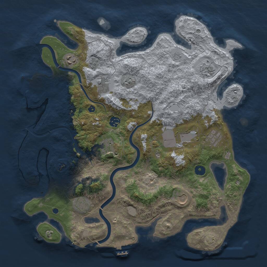 Rust Map: Procedural Map, Size: 3850, Seed: 563741815, 16 Monuments