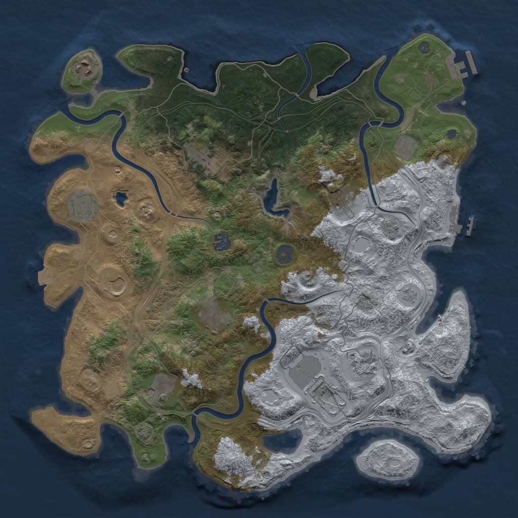 Rust Map: Procedural Map, Size: 4250, Seed: 406430909, 17 Monuments
