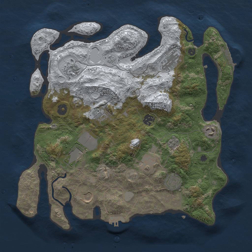 Rust Map: Procedural Map, Size: 3500, Seed: 535630654, 19 Monuments