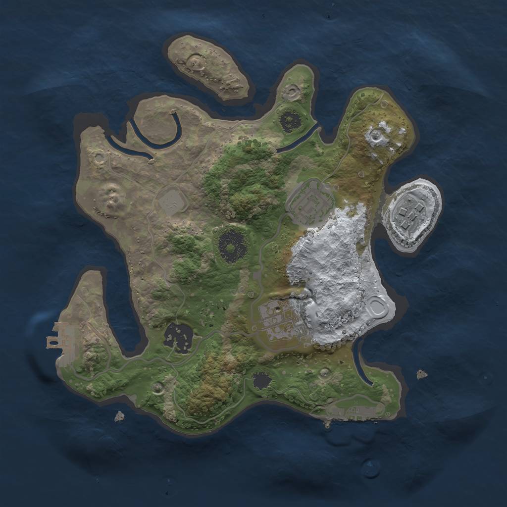 Rust Map: Procedural Map, Size: 2500, Seed: 1176651521, 11 Monuments