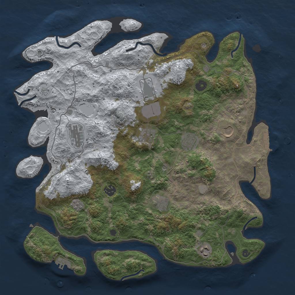 Rust Map: Procedural Map, Size: 4000, Seed: 345435, 18 Monuments