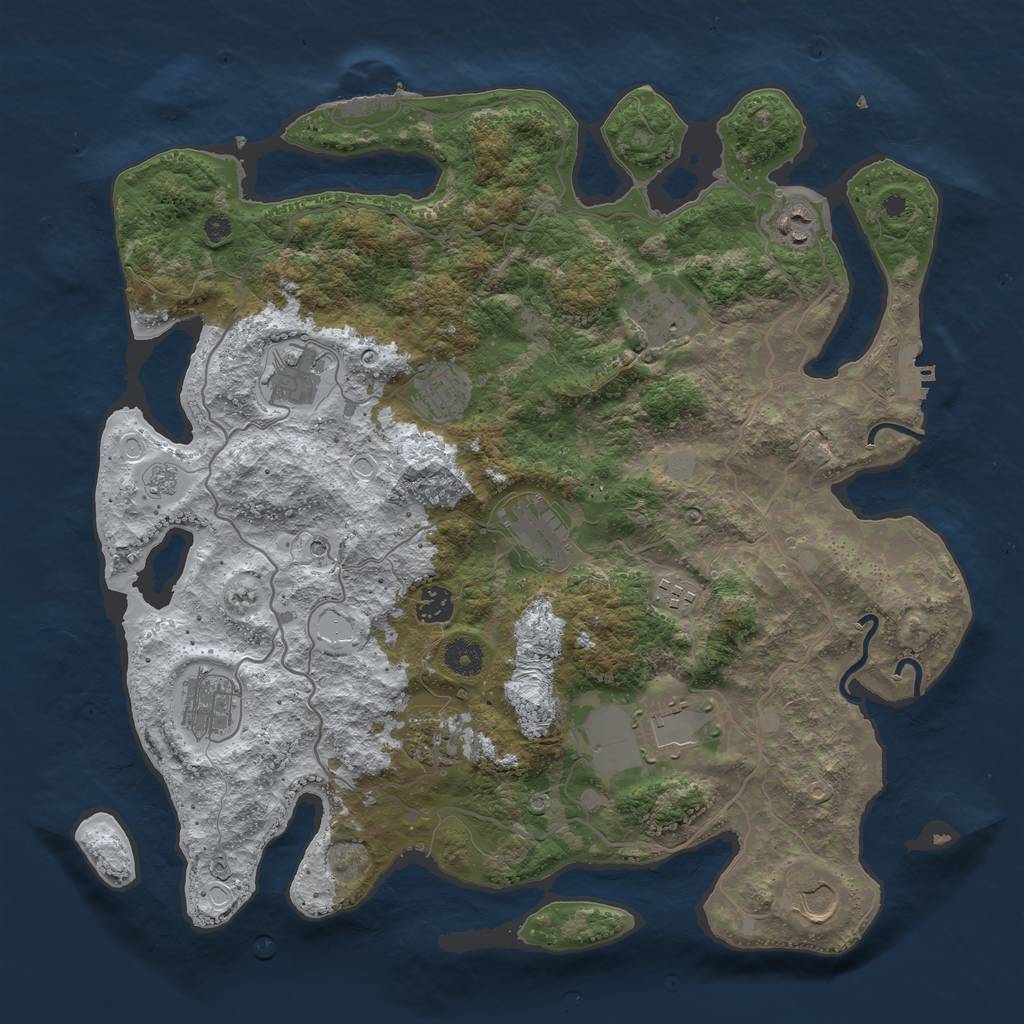 Rust Map: Procedural Map, Size: 4000, Seed: 492863276, 20 Monuments