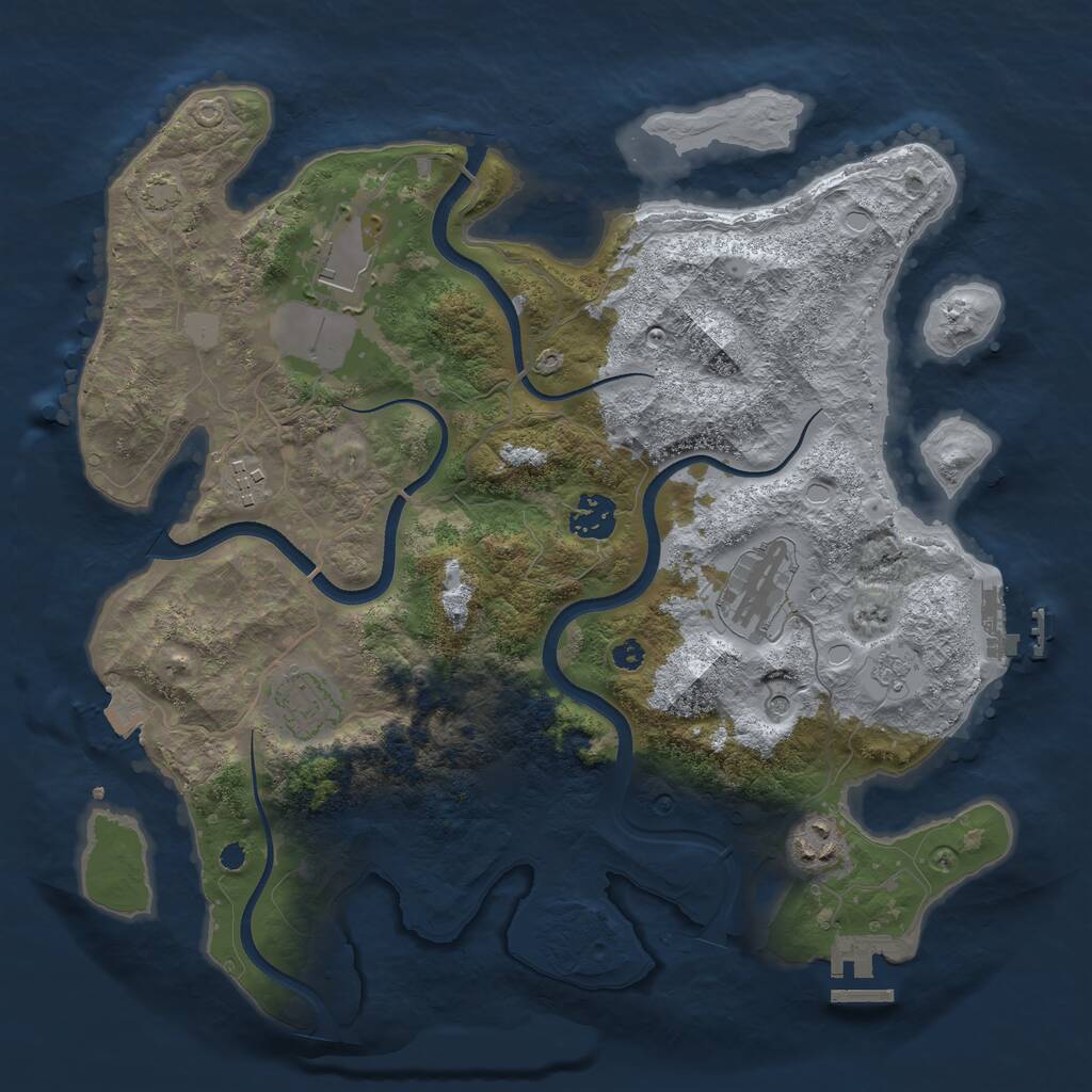 Rust Map: Procedural Map, Size: 3500, Seed: 1418332805, 12 Monuments