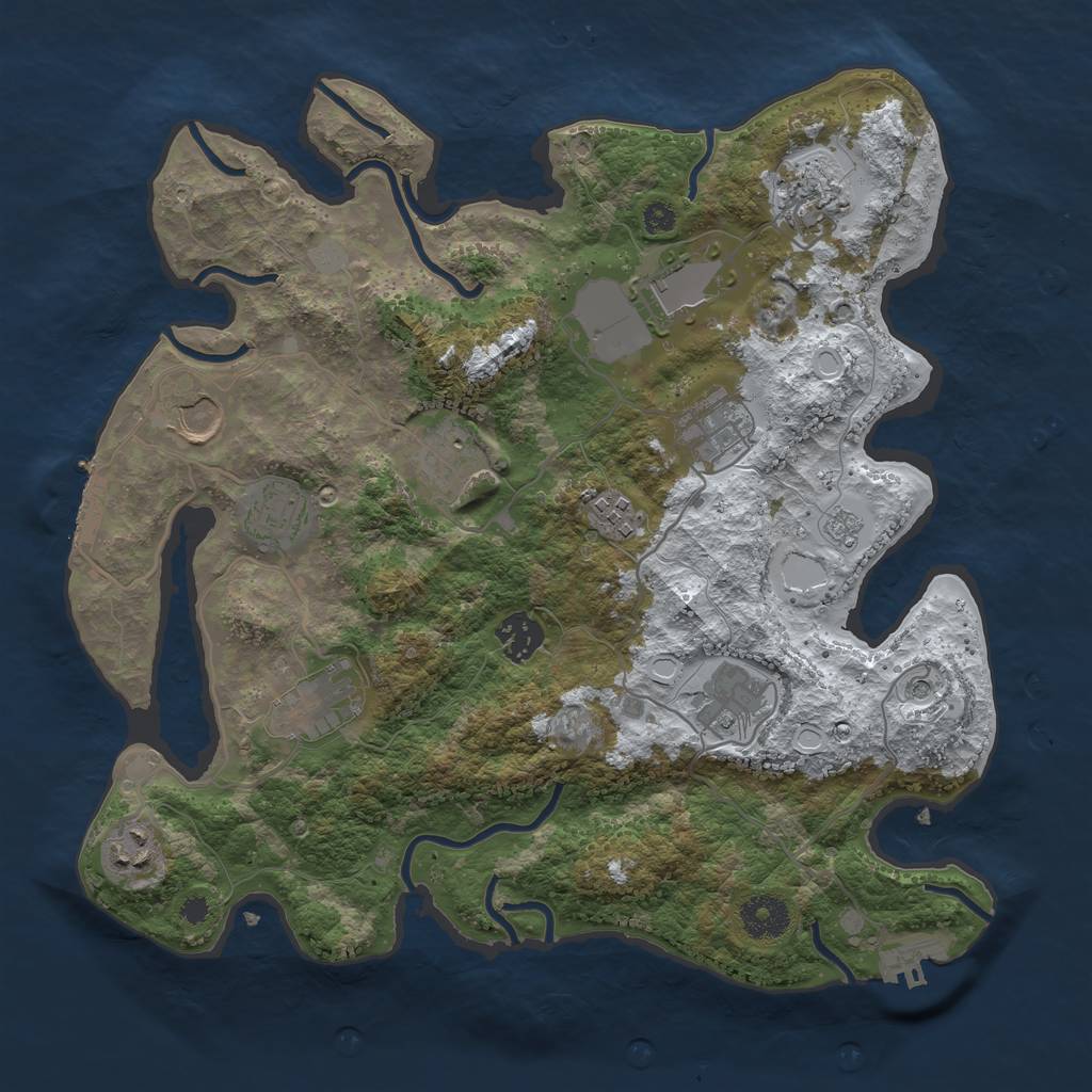 Rust Map: Procedural Map, Size: 3500, Seed: 322966719, 20 Monuments