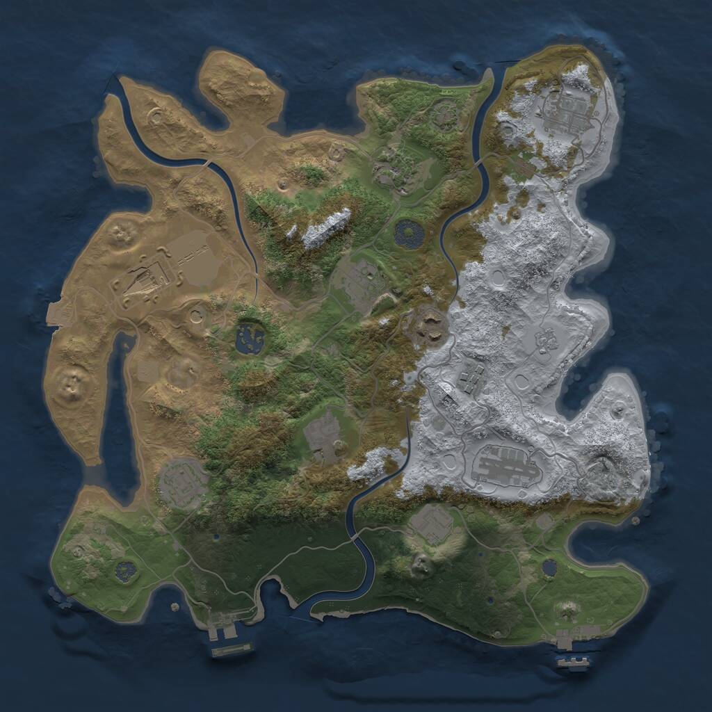 Rust Map: Procedural Map, Size: 3500, Seed: 322966719, 16 Monuments