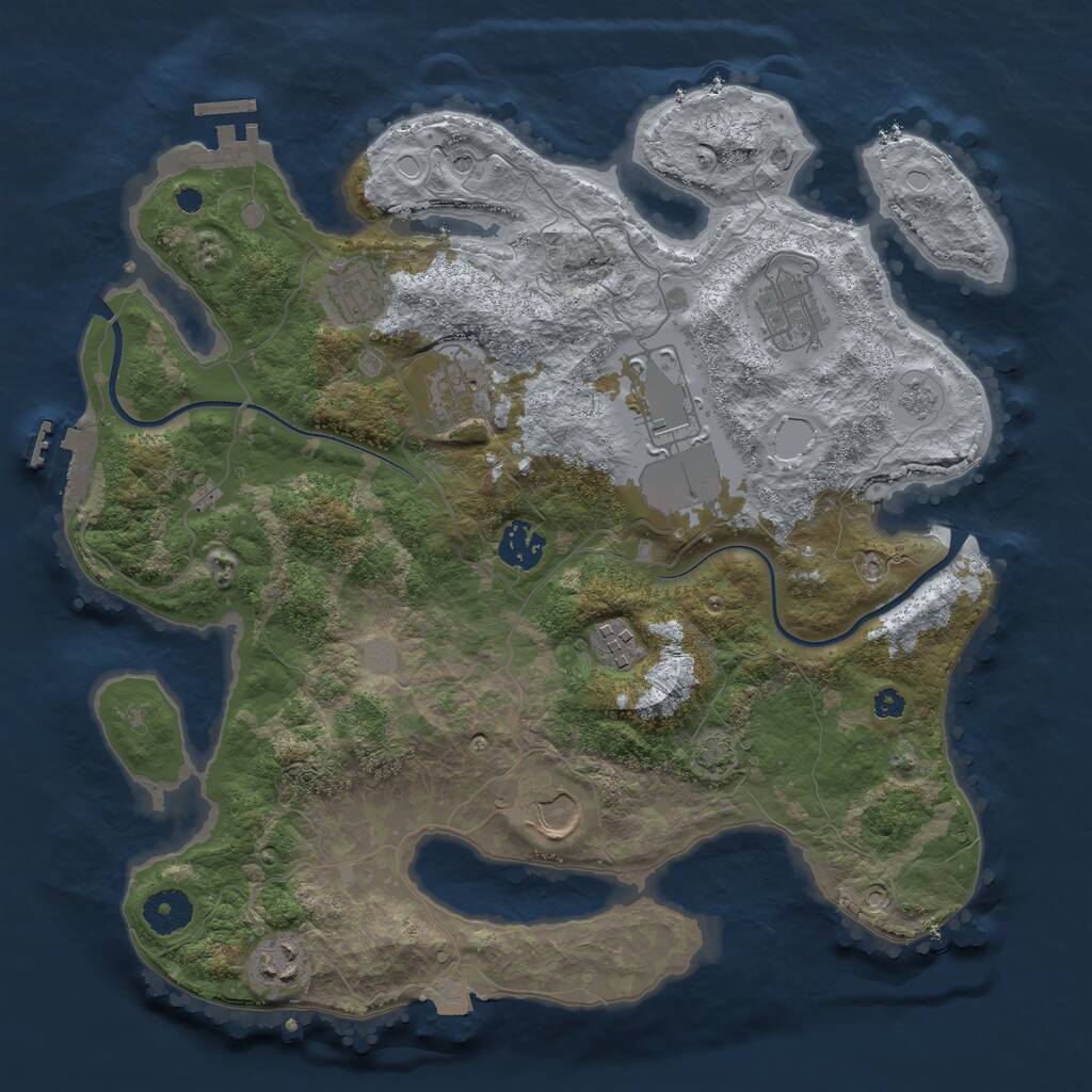 Rust Map: Procedural Map, Size: 3550, Seed: 984562621, 14 Monuments