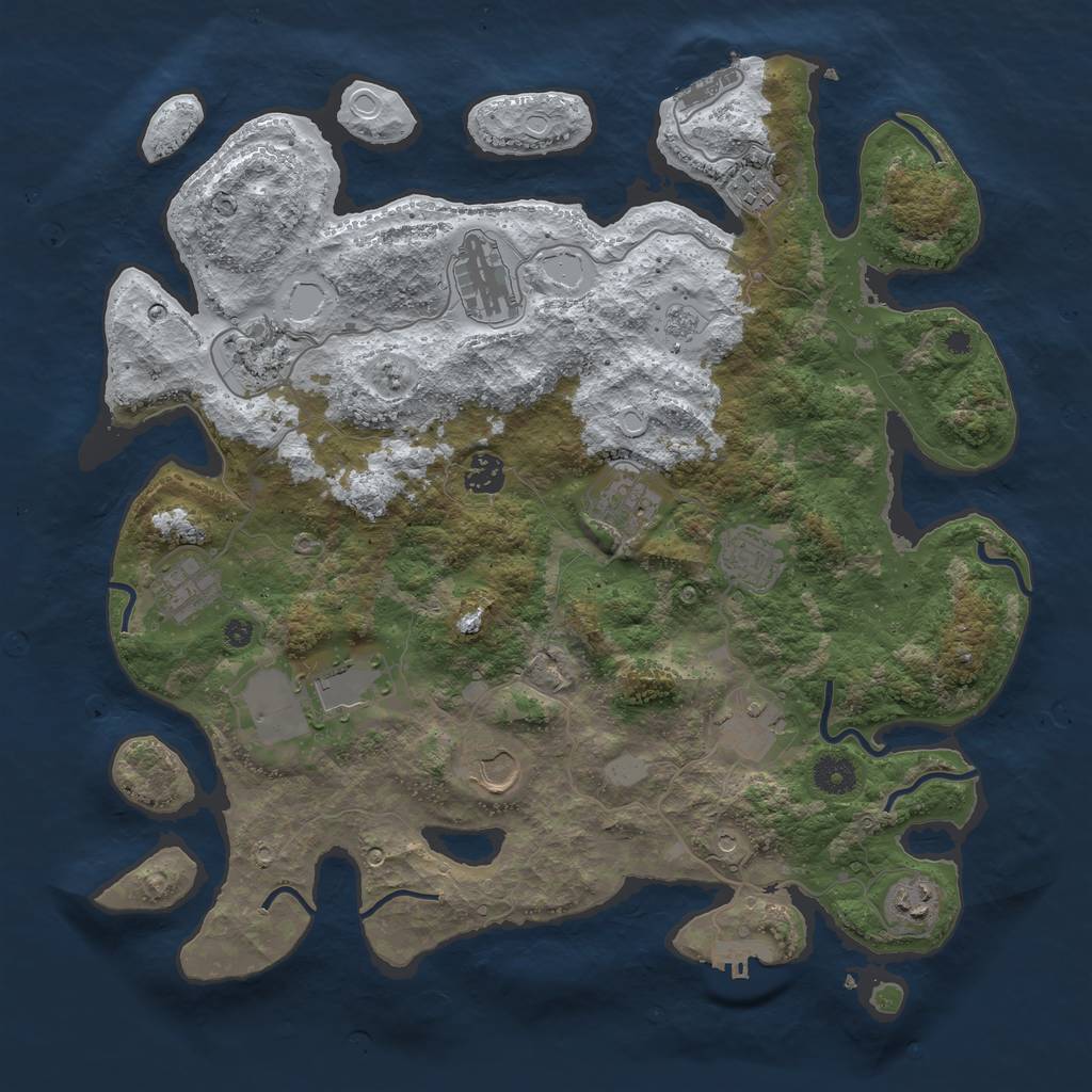 Rust Map: Procedural Map, Size: 3950, Seed: 898233577, 20 Monuments
