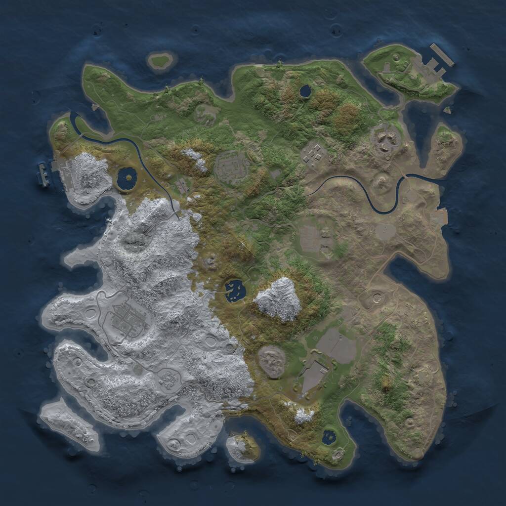 Rust Map: Procedural Map, Size: 3500, Seed: 1044348331, 13 Monuments
