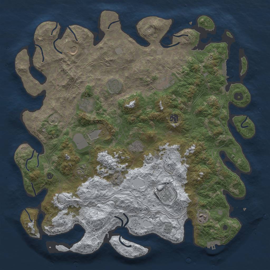 Rust Map: Procedural Map, Size: 4500, Seed: 780686987, 20 Monuments