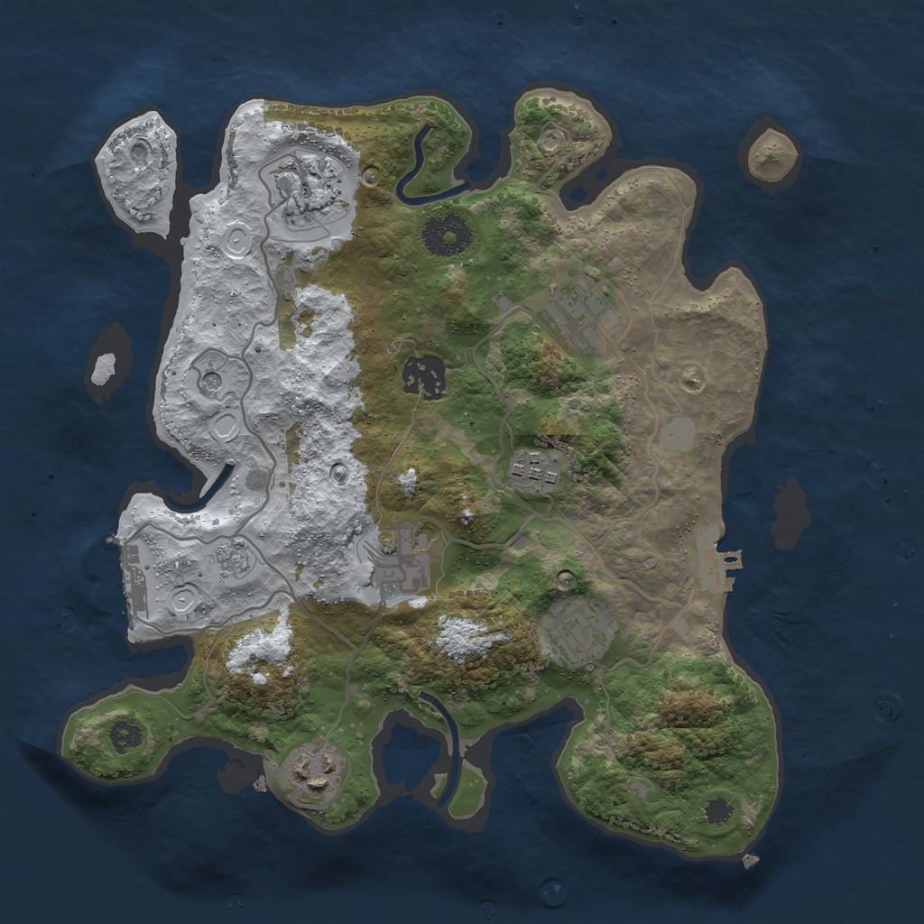 Rust Map: Procedural Map, Size: 3000, Seed: 62002889, 16 Monuments