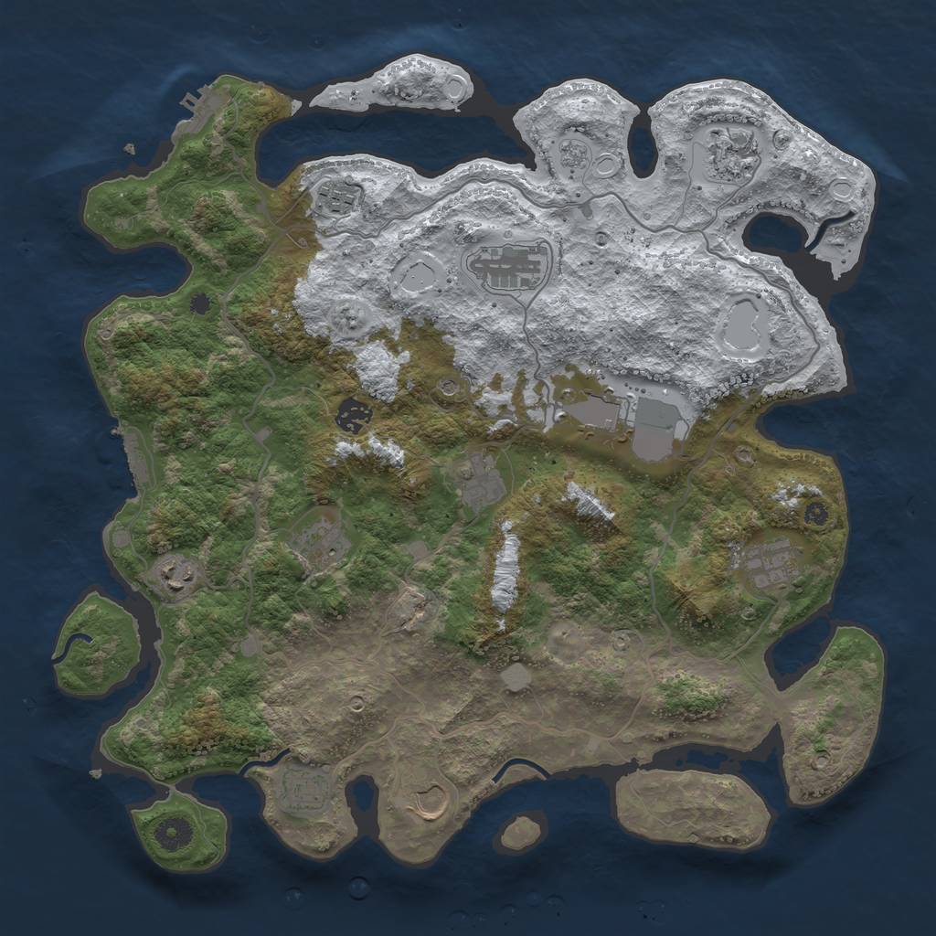 Rust Map: Procedural Map, Size: 4000, Seed: 1243985291, 20 Monuments