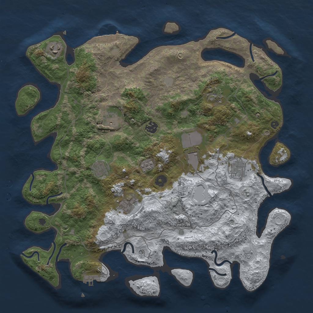 Rust Map: Procedural Map, Size: 4000, Seed: 2039417341, 18 Monuments