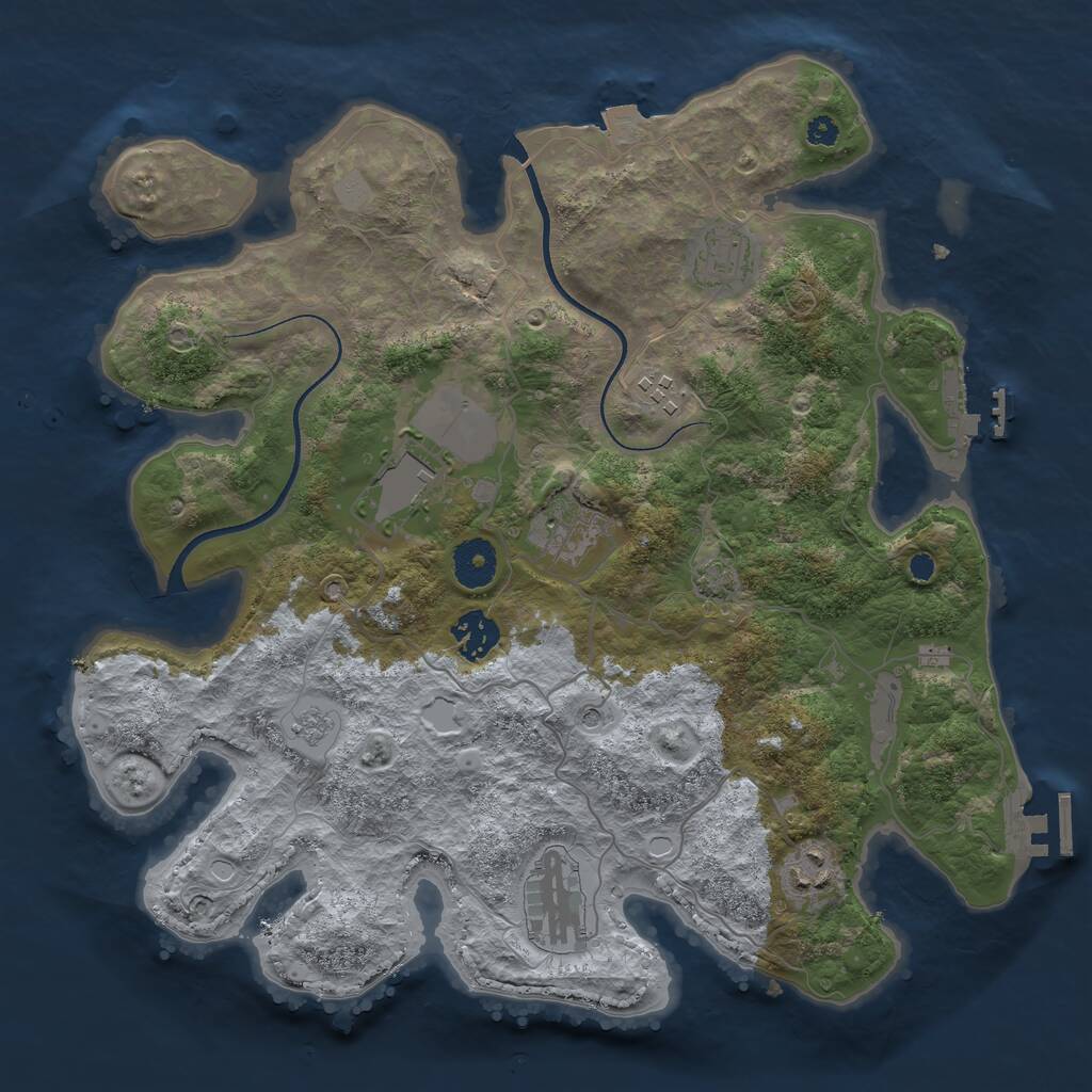 Rust Map: Procedural Map, Size: 3500, Seed: 234026382, 13 Monuments