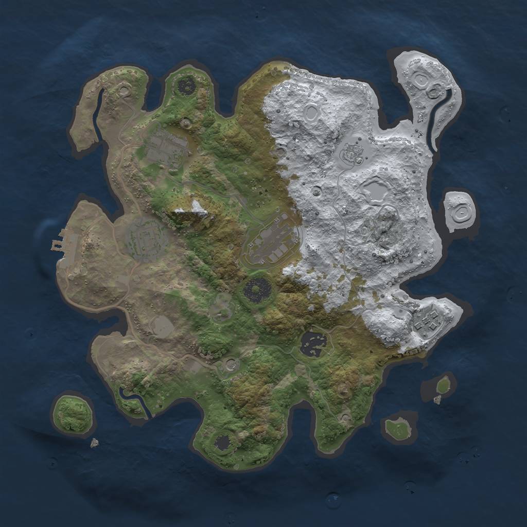 Rust Map: Procedural Map, Size: 3000, Seed: 1965782228, 13 Monuments