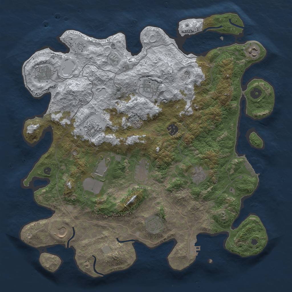 Rust Map: Procedural Map, Size: 4000, Seed: 2137316097, 20 Monuments