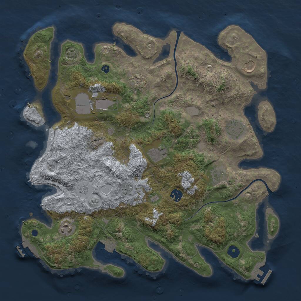 Rust Map: Procedural Map, Size: 3750, Seed: 100671, 15 Monuments