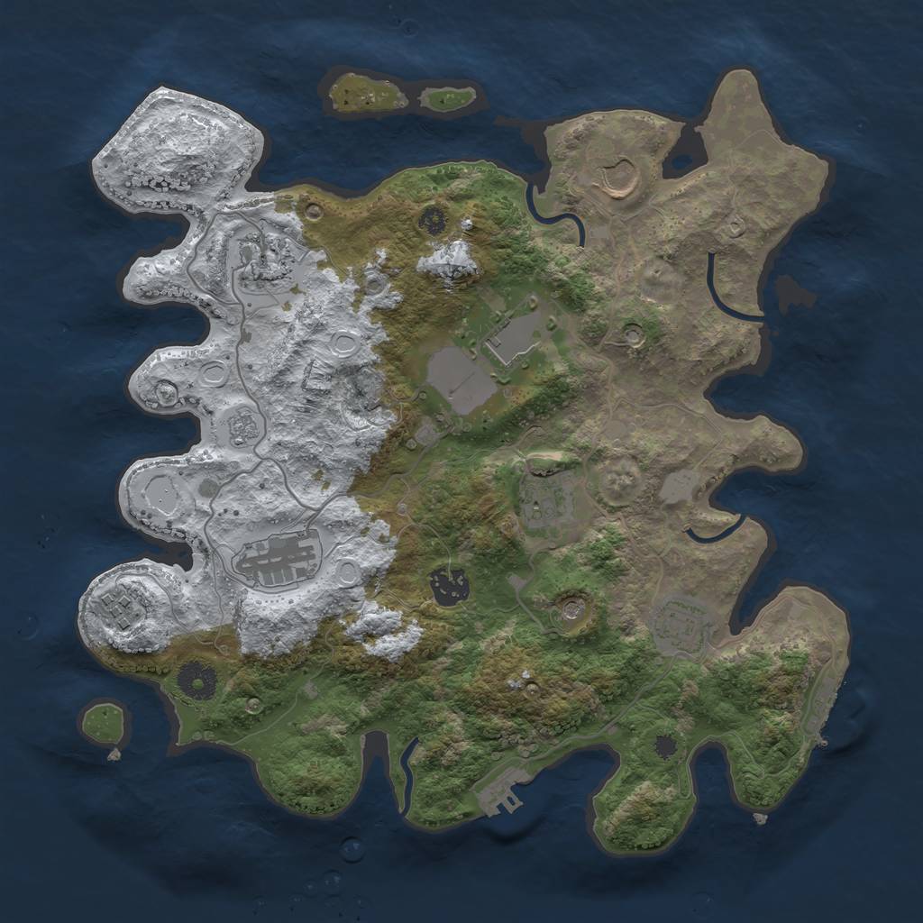 Rust Map: Procedural Map, Size: 3500, Seed: 1627799198, 17 Monuments